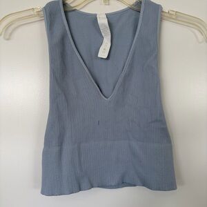 A by avocado Ribbed V-Neck Tank Top - Dusty Blue Size M/L